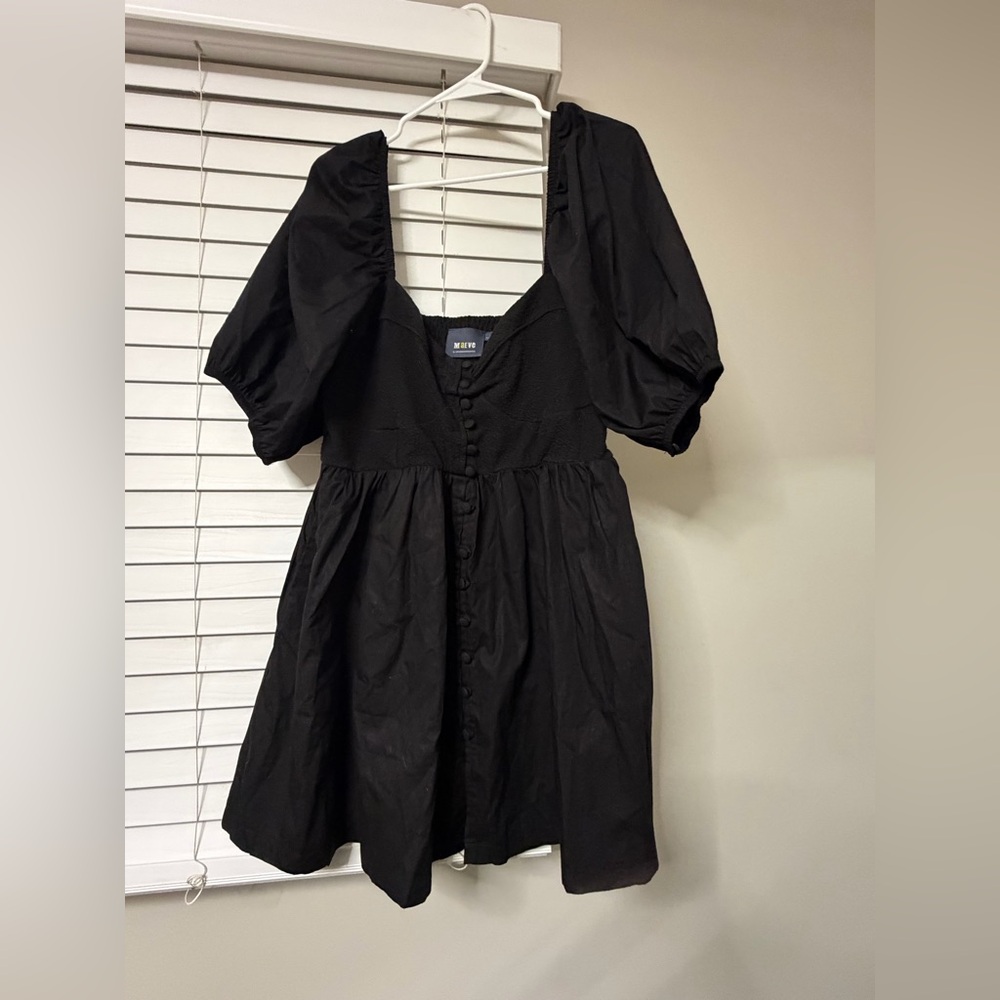 Maeve Black Puff Sleeve Mini Dress